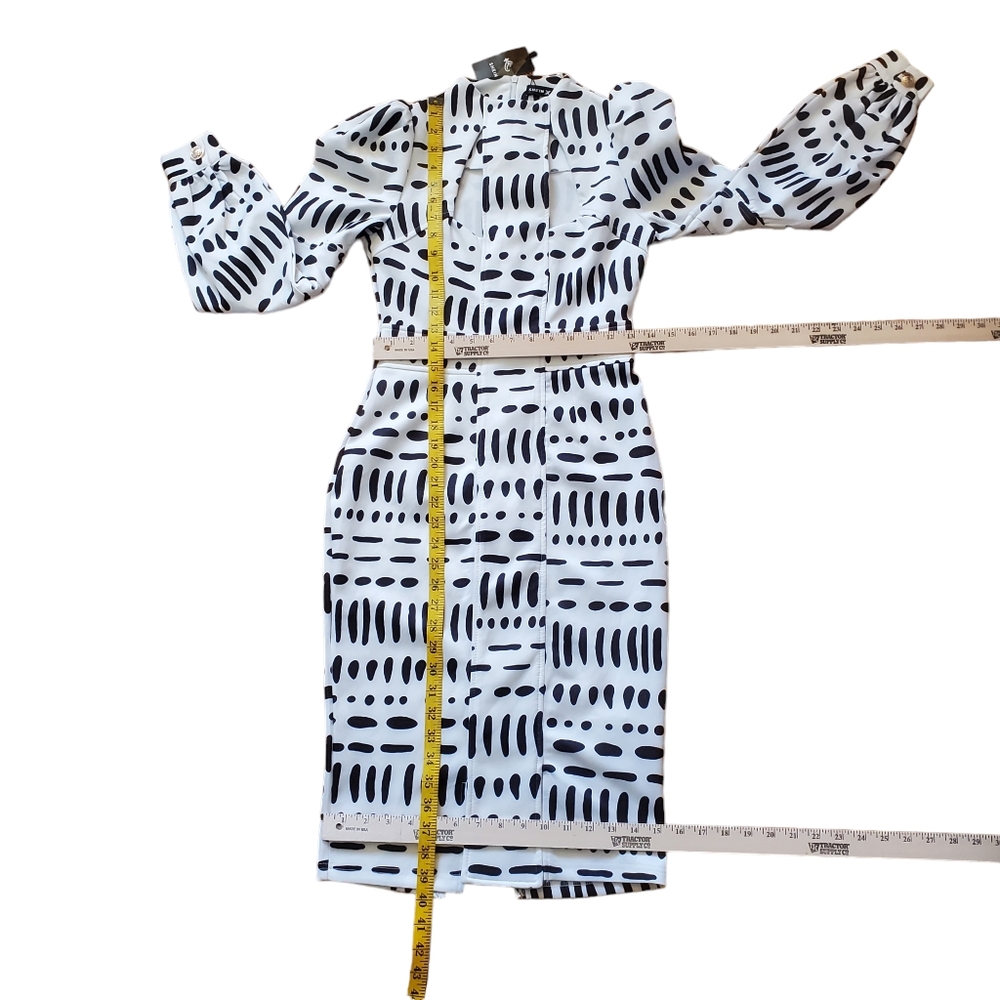 Shein X Women's Black & White Bodycon Cutout High Neck Dress New Size XS - Picture 8 of 12
